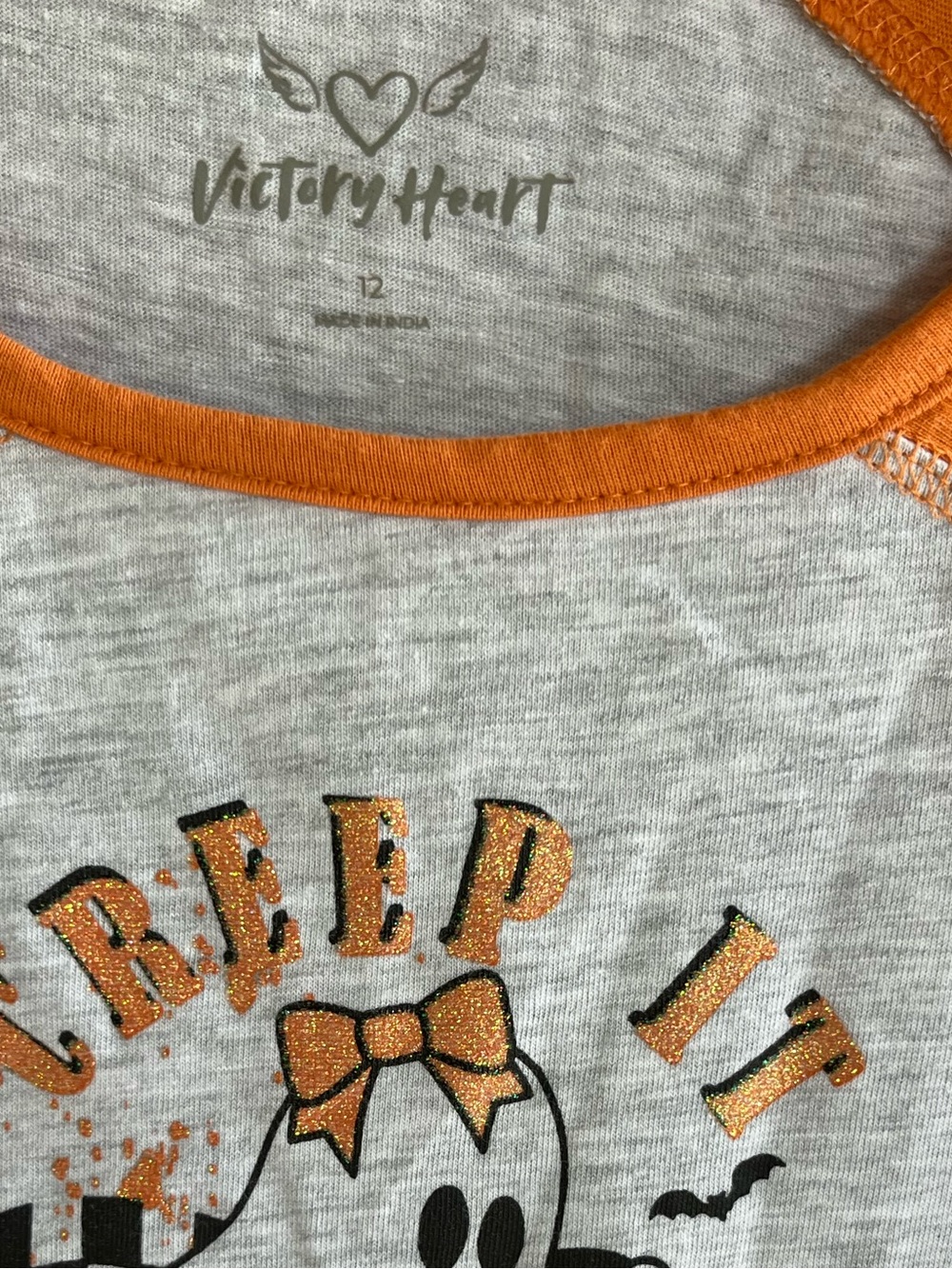 Girls Creep It Real Halloween Ghost Raglan Long Sleeve Size 12 - Picture 4 of 4